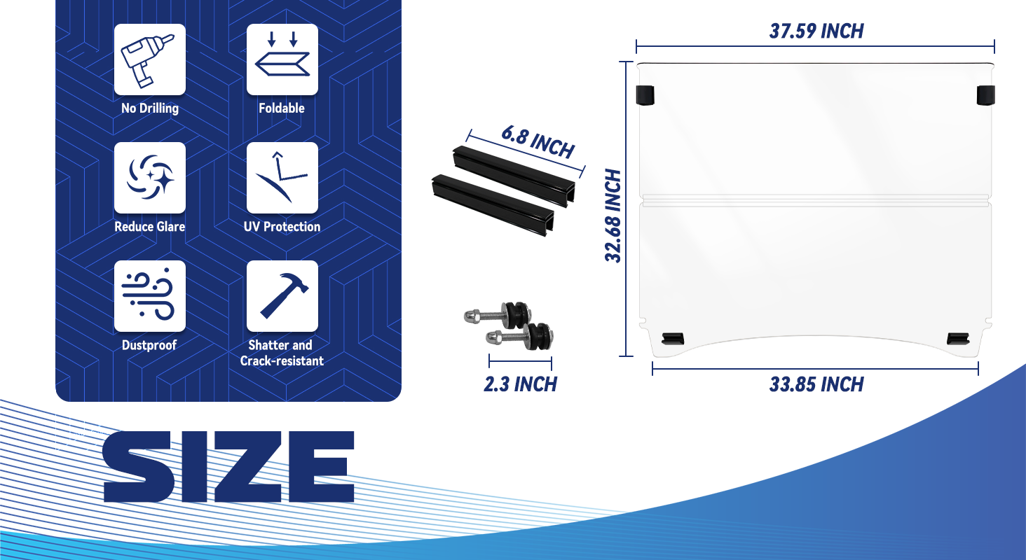 High-end golf cart, 【SongChuan Acrylic Windshield Glass Sunproof Folding Impact Resistant Model】, 37.5 inches W x 33.6 inches H Thickened, PC Windshield (for EZGO models) Clear/Brown