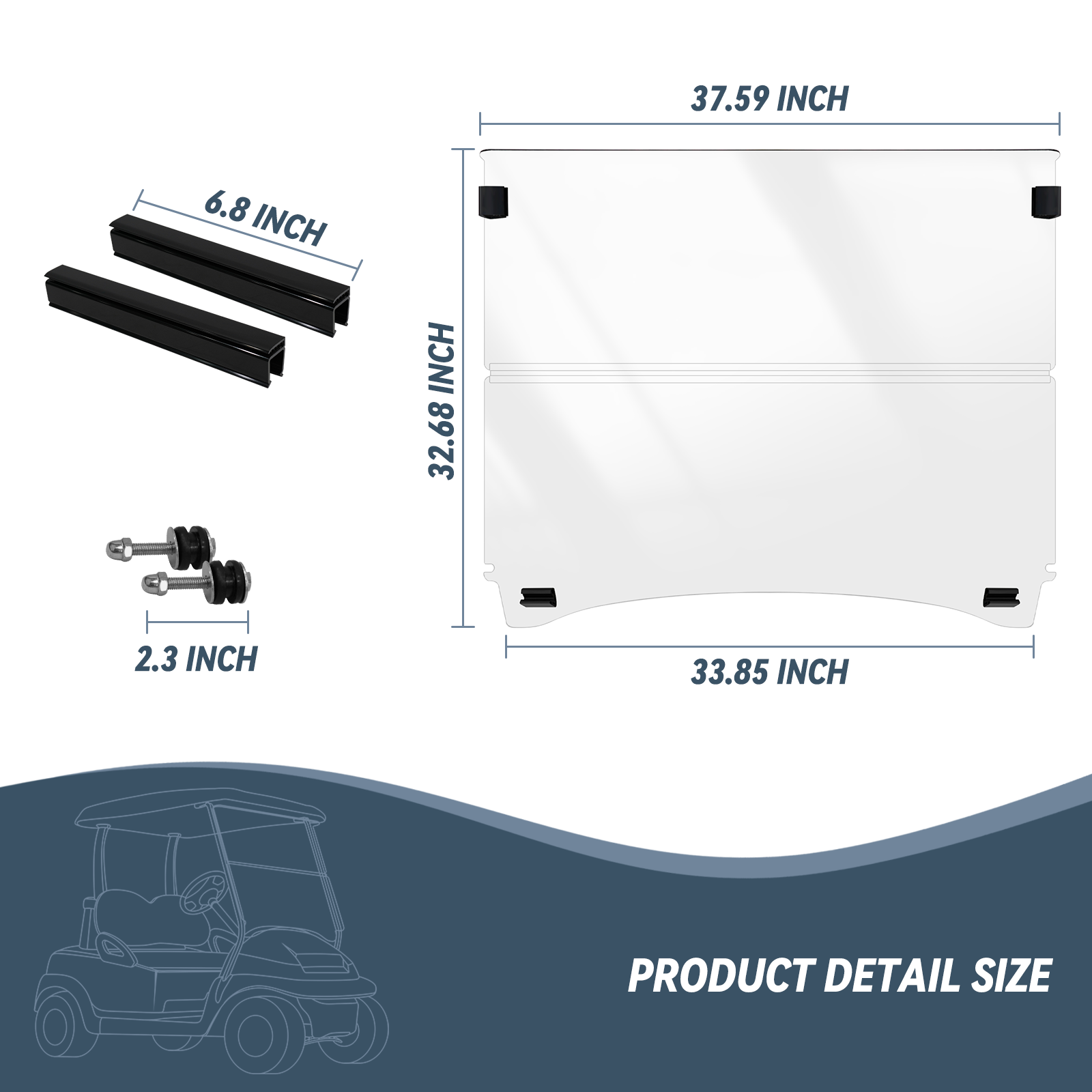 High-end golf cart, 【SongChuan Acrylic Windshield Glass Sunproof Folding Impact Resistant Model】, 37.5 inches W x 33.6 inches H Thickened, PC Windshield (for EZGO models) Clear/Brown