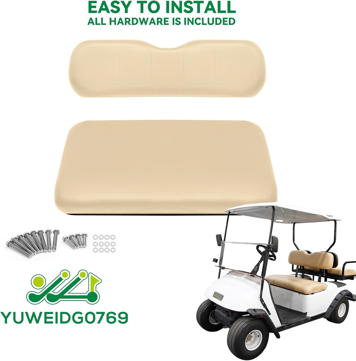 SongChuan Golf Cart Replacement Seat Fits EZGO TXT RXV Club Car Precedent DS Golf Cart, Factory Style Golf Cart Front Seat Cushion and Seat Back 【Customization Supported】