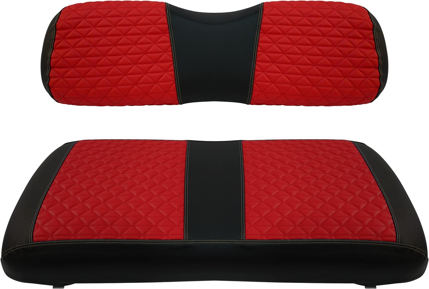 Golf Cart SongChuan High-end Seat Cover, 【Triangle Handmade Hand Cut Line Leather Seat Cover Front Plus Rear】 (For Club Car DS Models) Support Customization