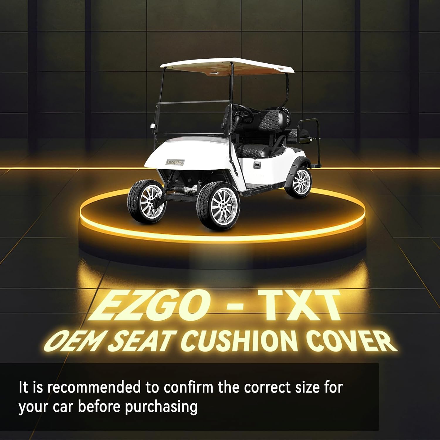 Golf Cart SongChuan High-End Seat Covers, 【Hexagonal Manual Hand-Cut Line Leather Seat Covers Front Plus Rear】 (For EZGO TXT Models) Support Customization