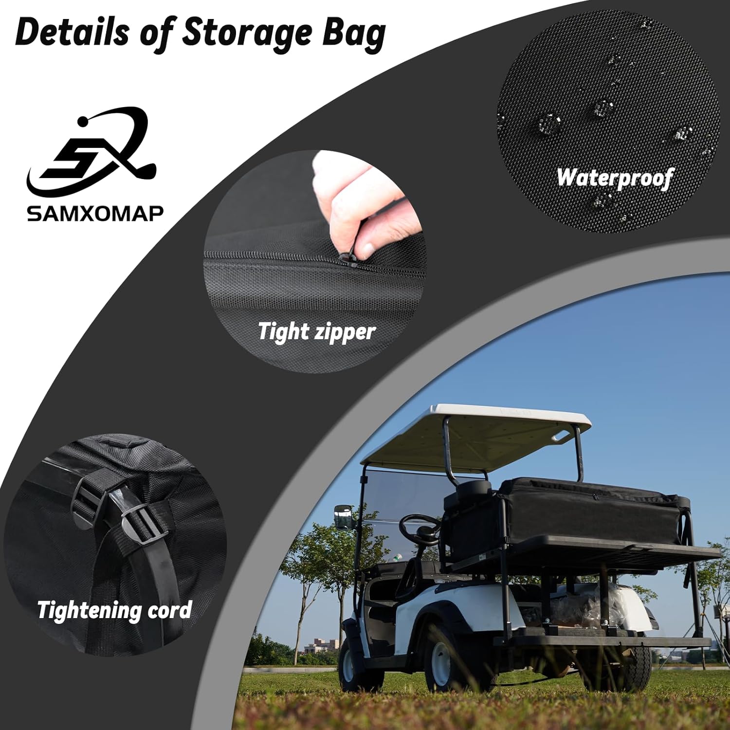 SongChuan 800D PVC Waterproof Back Seat Storage Bag Shopping Grocery Bag Suitable for Most Golf Carts 4 Passenger EZGO TXT RXV Club Car DS Precedent Yamaha