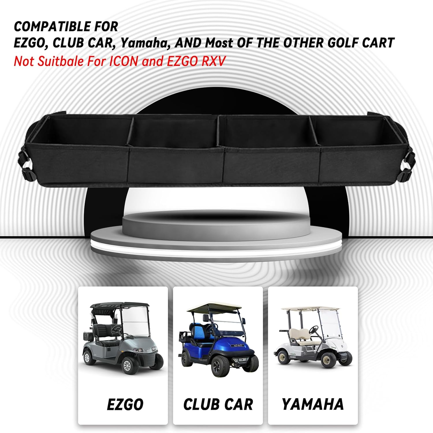 SongChuan Golf Cart Interior Front Storage Basket No Drilling Required Foldable Universal 1680D Oxford Cloth Organizing Tray for EZGO TXT Club Car DS Precedent Yamaha Drive Kandi Electric Golf Cart