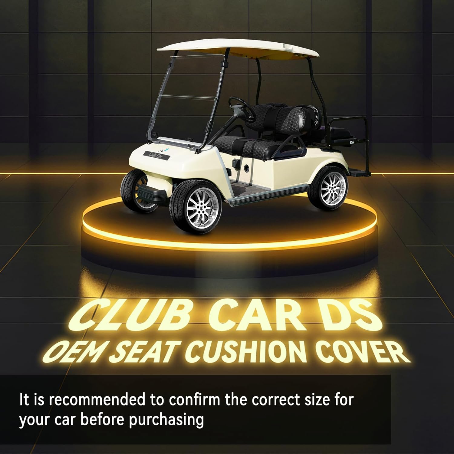 SongChuan Golf Cart High-end Seat Cover, 【Triangle Handmade Hand-Cut Thread Leather Seat Cover Front Plus Rear】 (For Club Car DS models) Support customization