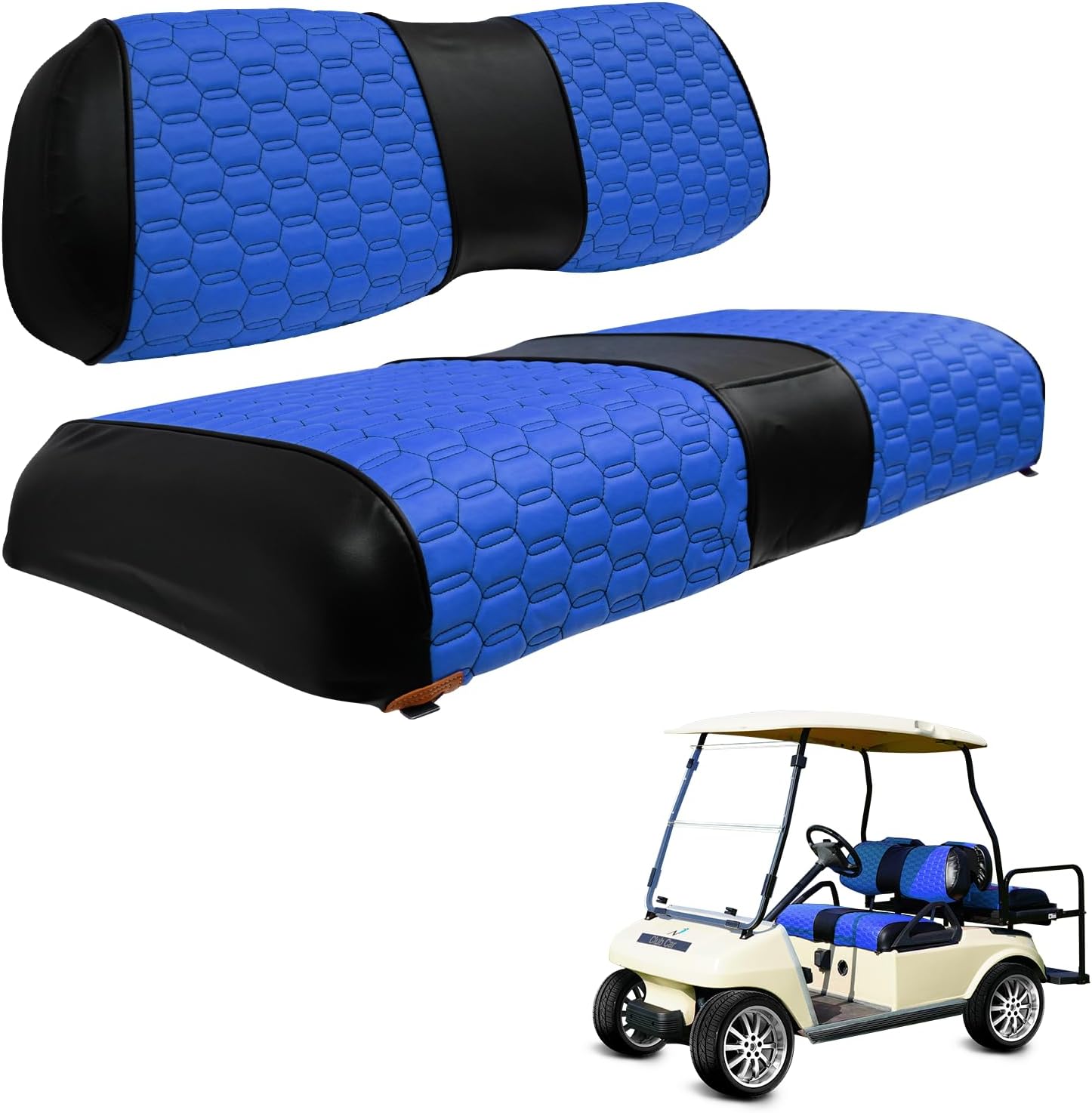 SongChuan Golf Cart High-end Seat Cover, 【Triangle Handmade Hand-Cut Thread Leather Seat Cover Front Plus Rear】 (For Club Car DS models) Support customization