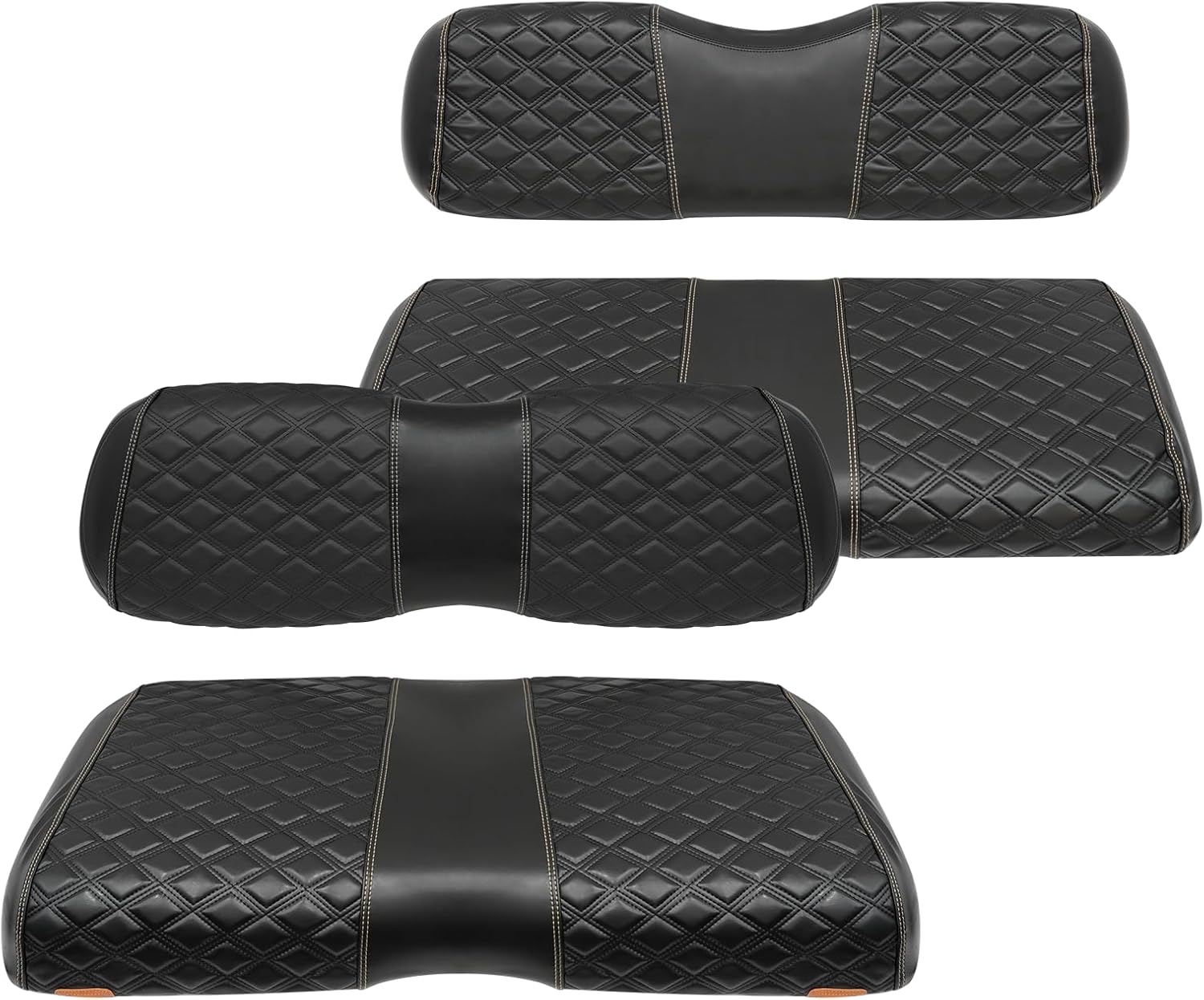 SongChuan 【2023 High-end Front and Rear Seat Covers】 Golf Cart Leather Seat Covers Handmade New Diamond Stitch Leather Seat Covers (For EZGO RXV Models) Support Customization