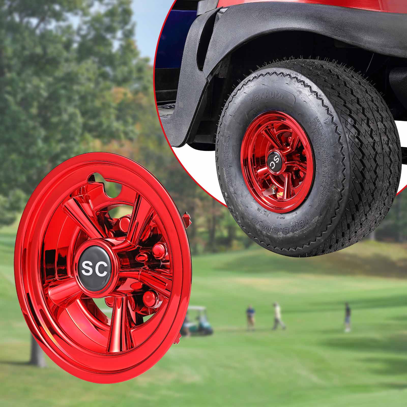 golf cart wheel hubcaps - 8 inches