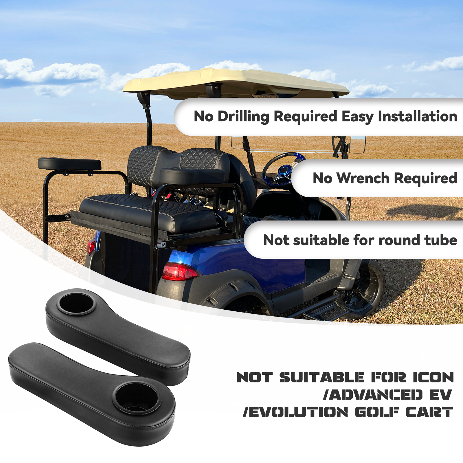 Golf Cart Armrest with Cup Holder