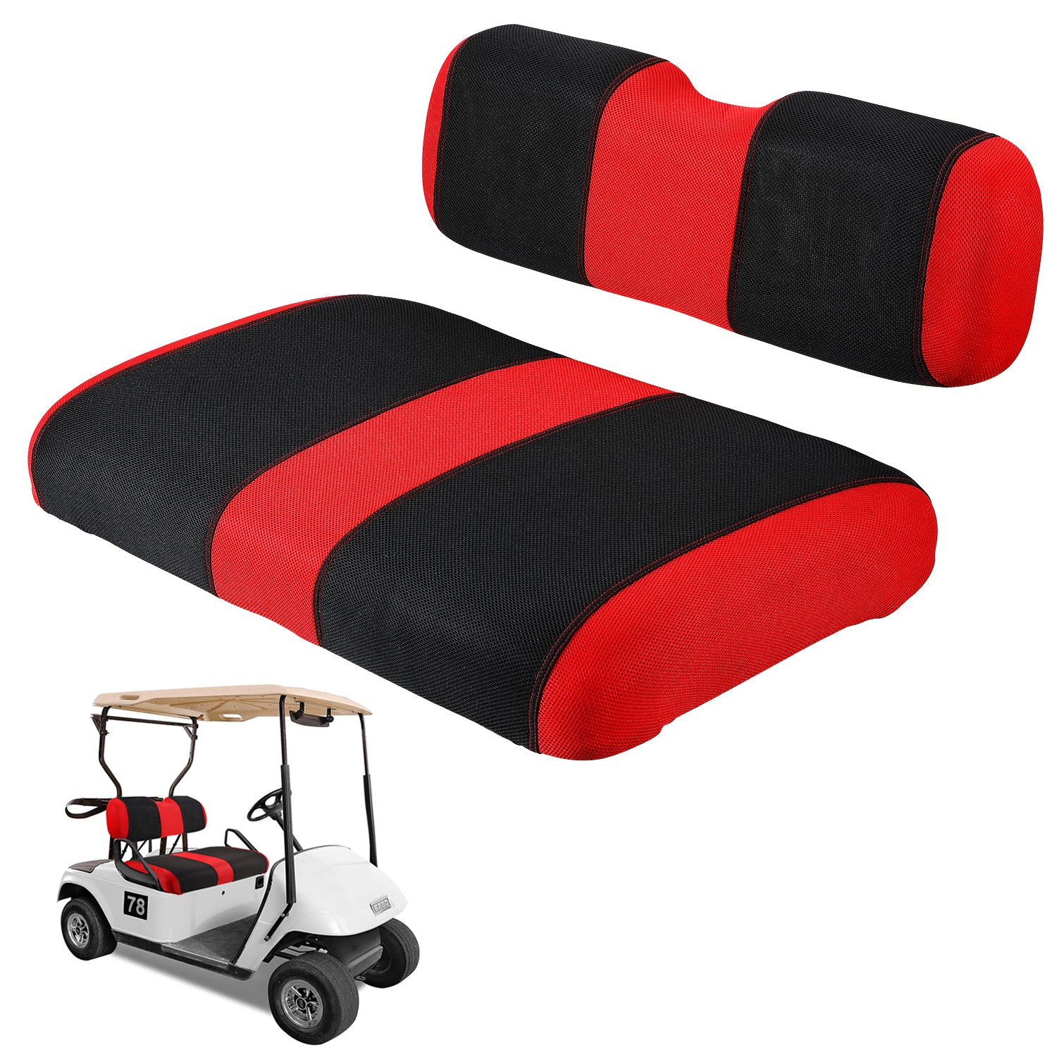 4-piece SongChuan golf cart front and rear seat covers for EZGO RXV 2000.5 and above, washable breathable mesh cloth adjustable golf cart seat covers (not suitable for golf carts with modified seats) 【customization supported】