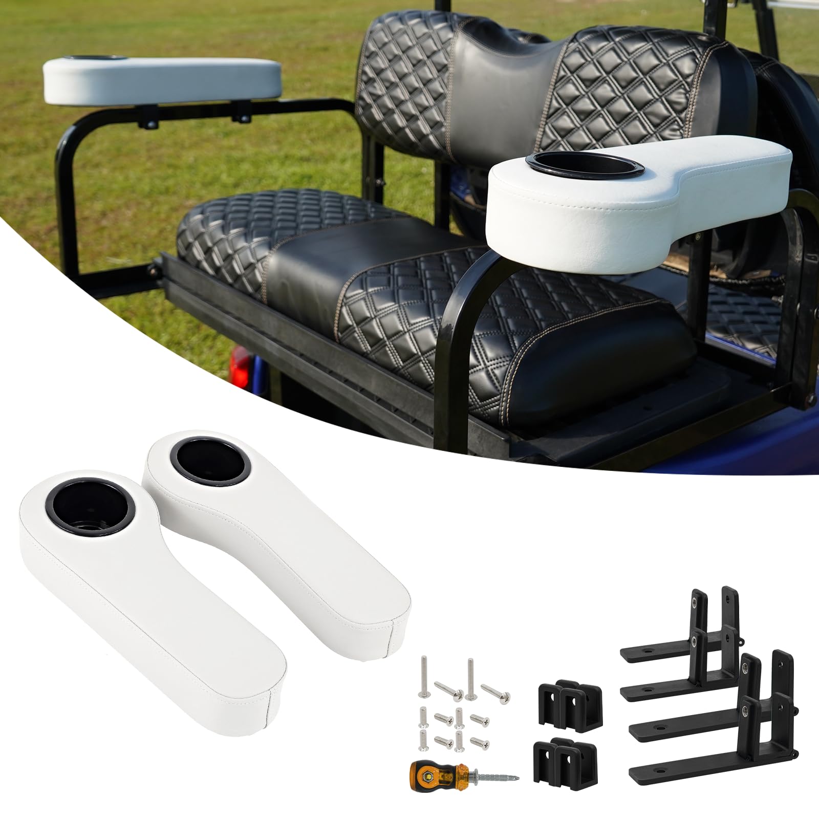 Golf Cart Armrest with Cup Holder for Rear Seat kit